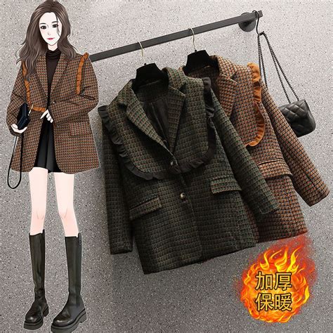 Jual Vn Orin Tweed Long Blazer Coat Tweed Korean Winter Blazer