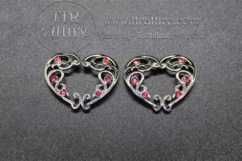 Rhinestone Hearts Non Piercing Nipple Shields Erotic Etsy