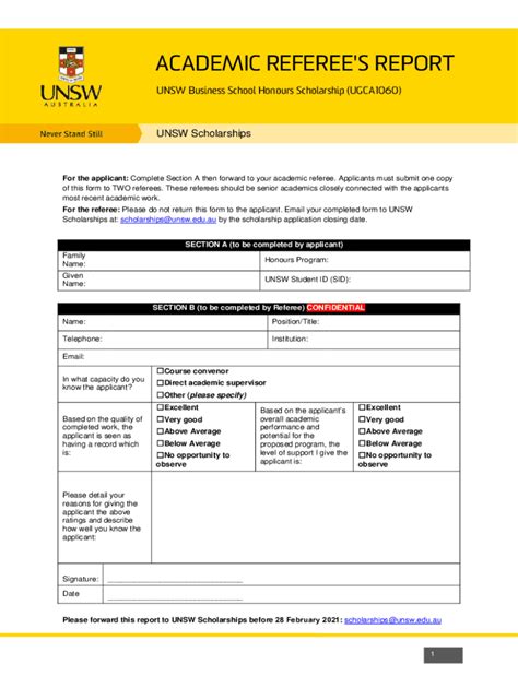 Fillable Online Academic Referee Report To Support Research Degree