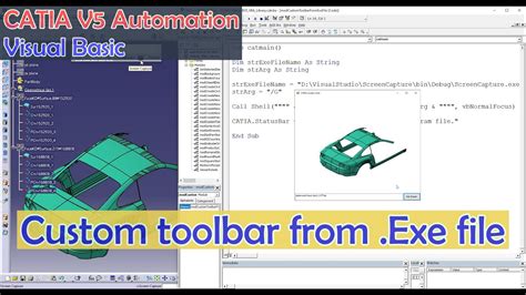 Catia V5 Automation Visual Basic Custom Toolbar From Exe File Youtube