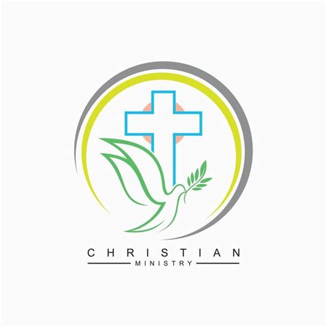 Church Logo With Cross And Dove Concept In Circle For Christian Church