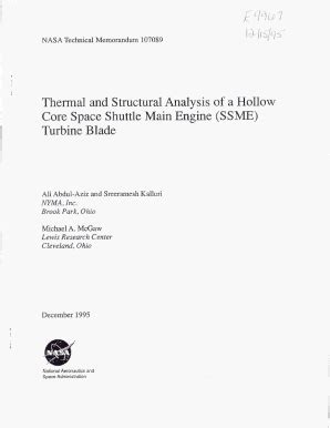 Fillable Online Ntrs Nasa Thermal And Structural Analysis Of A Hollow