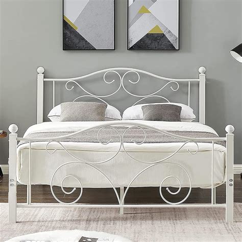 Vecelo Full Size Bed Frame With Headboard And Footboard Heavy Duty Metal Slat Support Platform