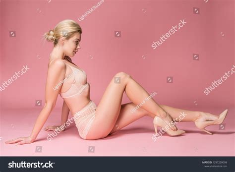 Beautiful Sexy Girl Posing Lingerie Isolated ภาพสตอก Shutterstock