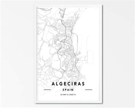 Algeciras Spain Map Print Custom City Map Print Algeciras | Etsy