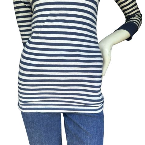 Y2K Abercrombie Fitch Bella Swan Blue White Striped 3 4 Sleeve Top