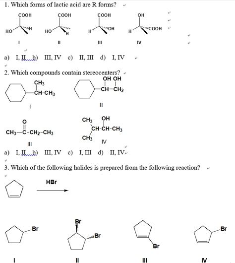 Solved Which Forms Of Lactic Acid Are R Forms Cooh Cooh Chegg