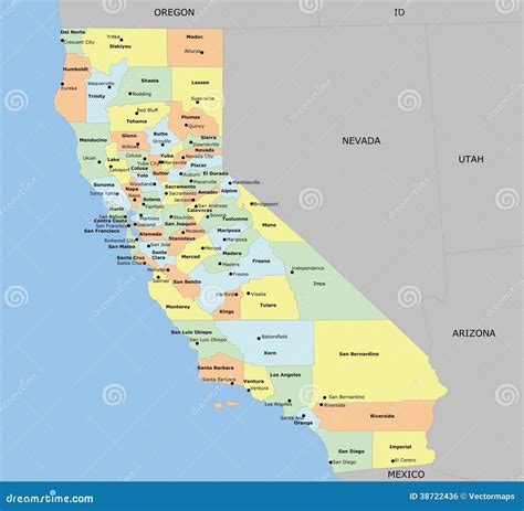 California Map County Seats Stock Illustrations – 11 California Map ...