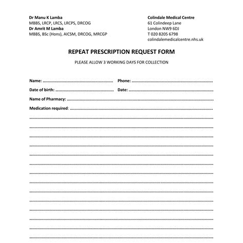 Repeat Prescription Request Form Pdf Docdroid