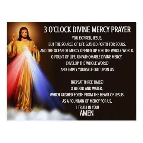 oclock divine mercy prayer card zazzlecom