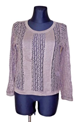 Maloka Sz M Top Blouse Thin Jumper Knitted Linen Crocheted Nude Brown Ebay