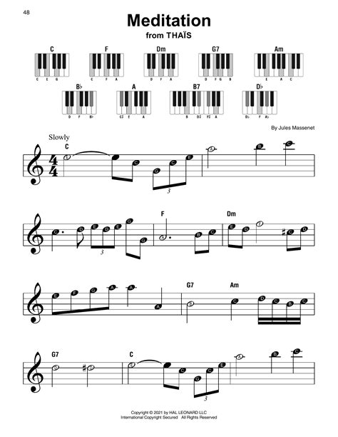 Meditation By Jules Massenet Sheet Music For Super Easy Piano At Sheet