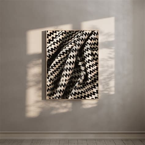 Zig Zag Pattern Fabric Art Minimalist Abstract Wall Art Modern Wall Line Art Decoration Digital ...