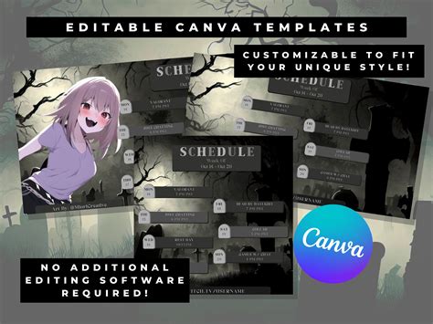 Spooky Vtuber Schedule Template Gothic Vtuber Twitch Stream Asset Dark