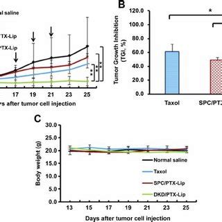 In Vivo Antitumor Efficacy Of Various PTX Formulations In A549 Taxol