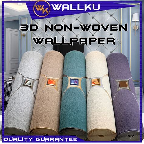 Wallku D Non Woven Diamond Style Suede Wallpaper Stickers Glue Wall