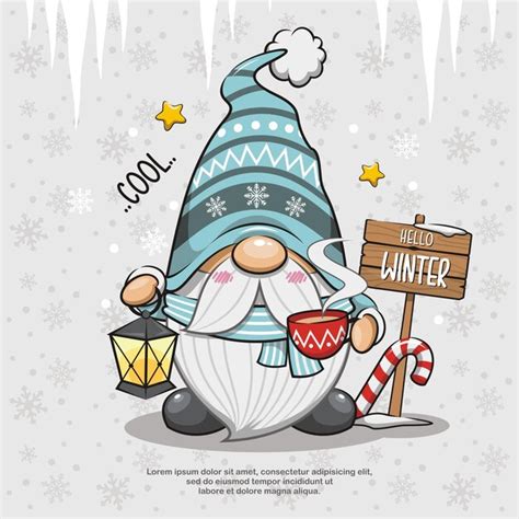 Premium Vector Winter Gnome Christmas Gnome Cute Cartoon Illustration