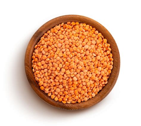 Premium Photo Red Lentils In Wooden Bowl