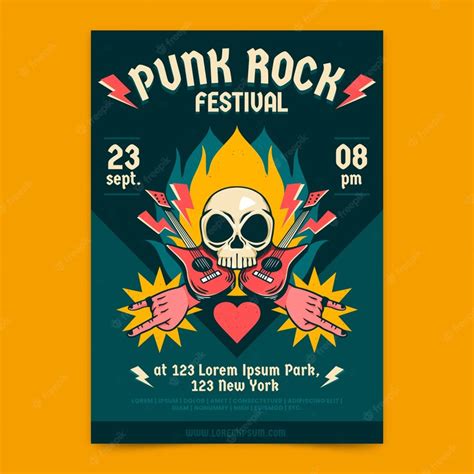 Free Vector Flat Design Punk Rock Poster