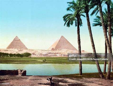 The Pyramids Cairo Egypt 1890 Historic Digitally Restored Reproduction ...