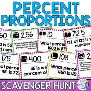 Percent Proportions Scavenger Hunt By Eugenia S Learning Tools