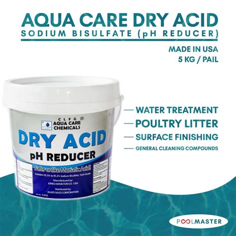 Aqua Care Dry Acid Ph Reducer For Swimming Pools Sodium Bisulfate 5kg