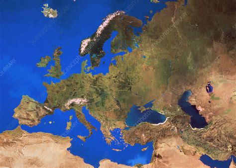 Mosaic Of Satellite Images Of Europe Stock Image E070 0308