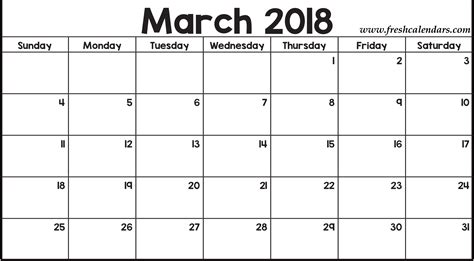 Printable March Calendar