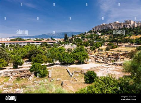 Ancient Agora ruins and Acropolis of Athens,Athens,Greece,Europe Stock ...