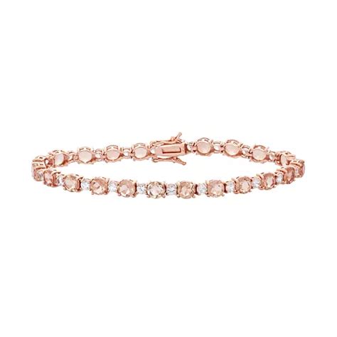 14k Rose Gold Over Silver Simulated Morganite And Lab Created White