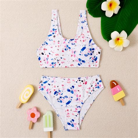 URMAGIC URMAGIC Big Girls Floral Sport Bra Bikini Bottoms Two Pieces
