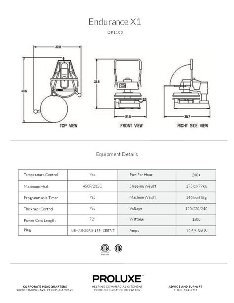 Proluxe Endurance X1 DP1100A 18 Manual Heavy Duty Pizza Dough Press