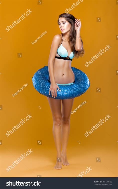 Beautiful Sexy Brunette Woman Blue Bikini Stock Photo Shutterstock