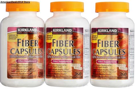 Kirkland Signature Fiber Capsules 100 Psyllium Husk Choose Count EXP