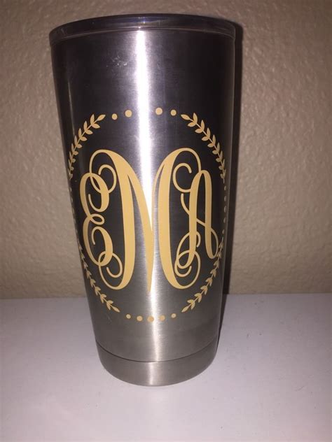 Your 3 Initials Monogram Decal For Your Yeti Rambler Tumbler Koozie