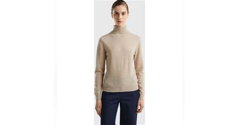 Pull Col Roulé United Colors of Benetton Beige pour Femme Modalova