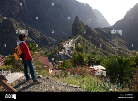 Hiking woman in Masca, Tenerife, Canary Islands, Spain Stock Photo - Alamy