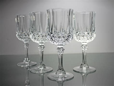 Tall Crystal Water Goblets Cristal D Arques Durand Longchamp Cut