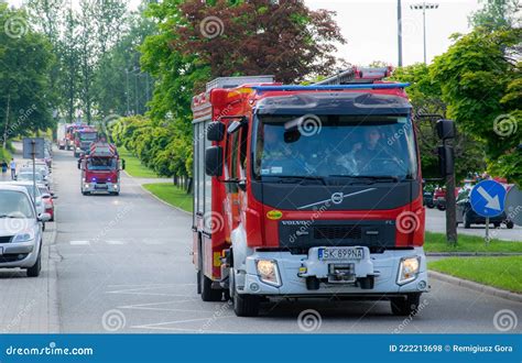 Red Fire Truck Departure For Rescue Operation Fire Brigade Editorial