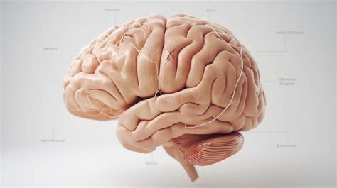 Premium Photo | 3D human brain model with labeled parts on a light background