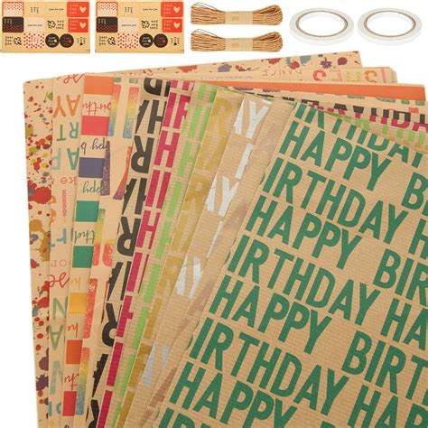 CYEER 11 Blatt Kraft Geschenkpapier Geburtstag 50x70cm Geschenkpapier