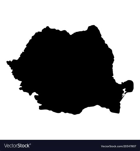 Black Silhouette Country Borders Map Romania Vector Image