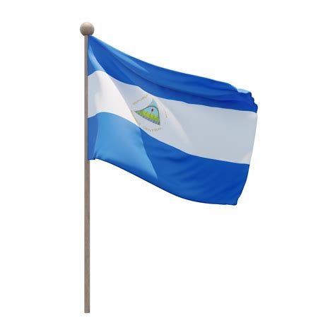 Nicaragua 3d Illustration Flag On Pole Wood Flagpole 11285520 PNG