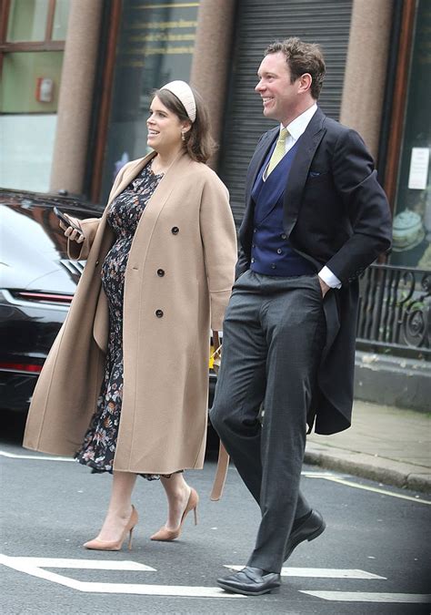 Princess Eugenie shows off blossoming baby bump as she attends wedding ...