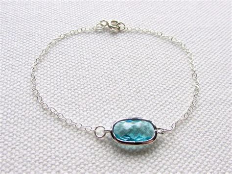 Light Blue Bracelet Minimal Silver Bracelet Sterling Silver Etsy