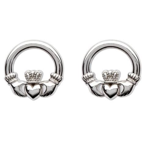 Silver Claddagh Stud Earrings Molly Gallivans