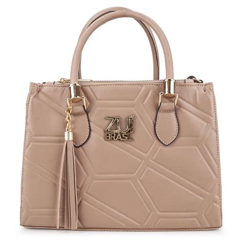 Bolsa Feminina Luxo Lorena Geom Trico Nude Zu Brasil Zu Brasil