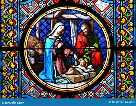 Nativity Scene. Stained Glass Stock Photos - Image: 22297593