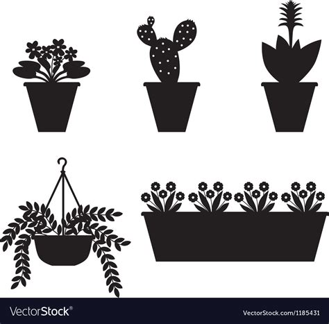 Flower Pot Set Royalty Free Vector Image Vectorstock