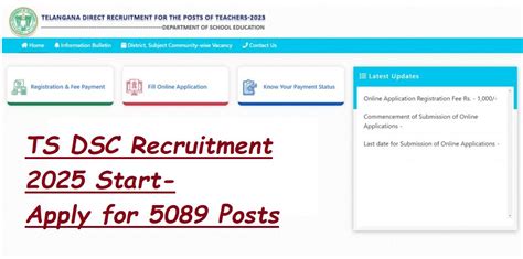 TS DSC Recruitment 2025 Start Apply For 5089 Posts